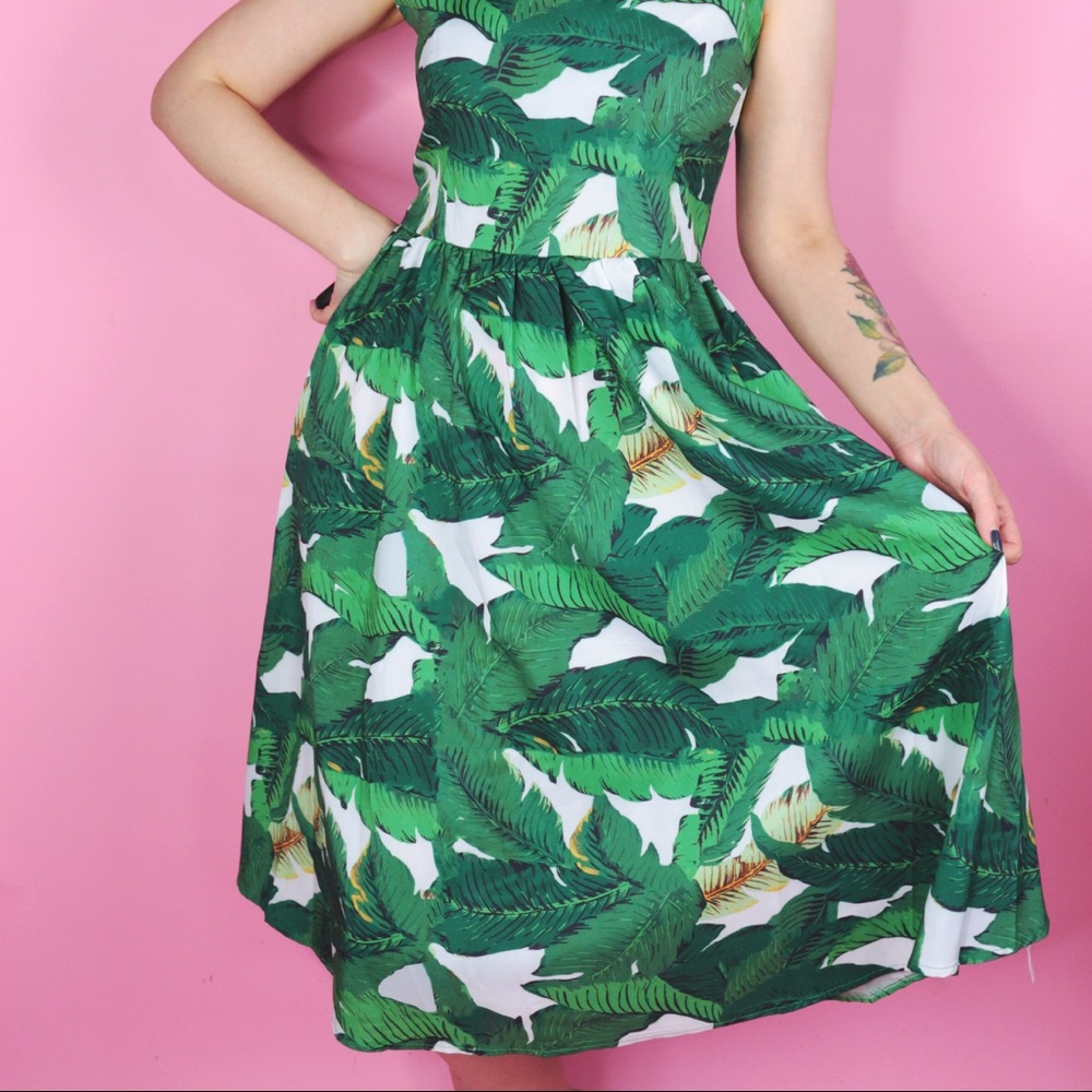 Palm Print Day Dress - Picture 3 of 4